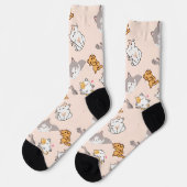 かわいいキャラクター猫のパターンモノグラム ソックス (左)