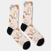 かわいいキャラクター猫のパターンモノグラム ソックス (右)