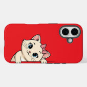 かわいいキャラクター猫のピークiPhone 16ケース – 遊び心満載のミニ Case-Mate iPhoneケース (裏面 (横))