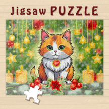 かわいいキャラクター猫の冬のクリスマスの雰囲気 -