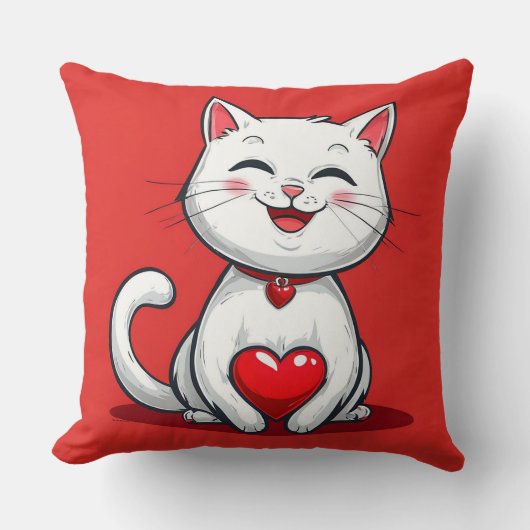 かわいいキャラクター猫の恋愛 クッション (正面)