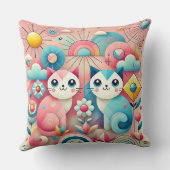 かわいいキャラクター猫の自然シーン 🐱 クッション (裏面)