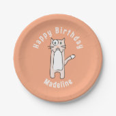 かわいいキャラクター猫の誕生日グッズ ペーパープレート (正面)