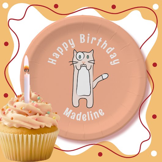 かわいいキャラクター猫の誕生日グッズ ペーパープレート