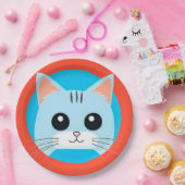 かわいいキャラクター猫の顔 ペーパープレート (パーティー)