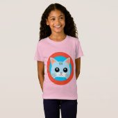 かわいいキャラクター猫の顔 Tシャツ (正面フル)
