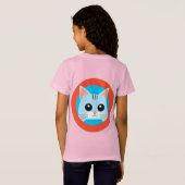 かわいいキャラクター猫の顔 Tシャツ (裏面フル)