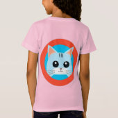 かわいいキャラクター猫の顔 Tシャツ (裏面)