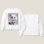 かわいいキャラクター猫キッズTシャツ - 柔らかいコットン素材 (デザイン 正面＆背面)