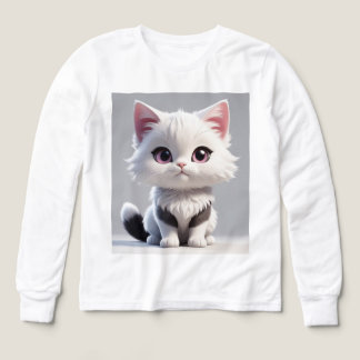 かわいいキャラクター猫キッズTシャツ - 柔らかいコットン素材