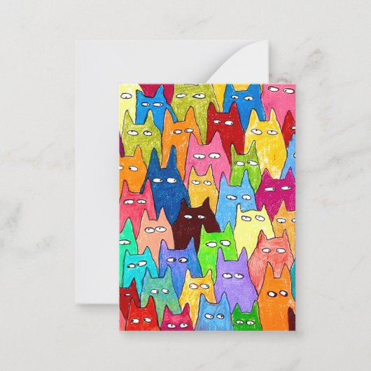 かわいいキャラクター猫色鉛筆画 ノートカード (正面)