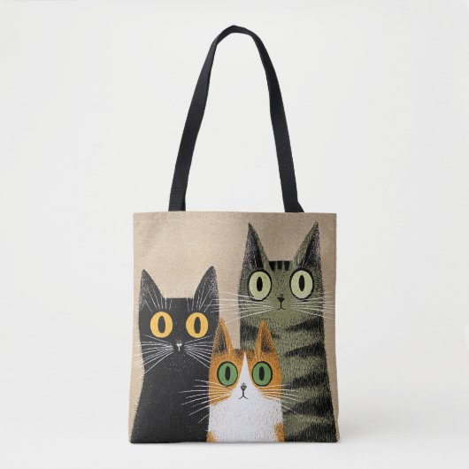 かわいいキャラクター猫 トートバッグ (正面)