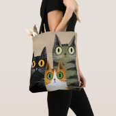 かわいいキャラクター猫 トートバッグ (クローズアップ)