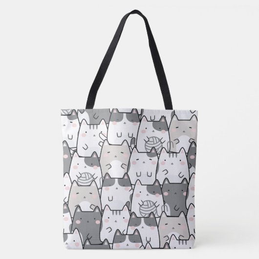 かわいいキャラクター猫 トートバッグ (正面)