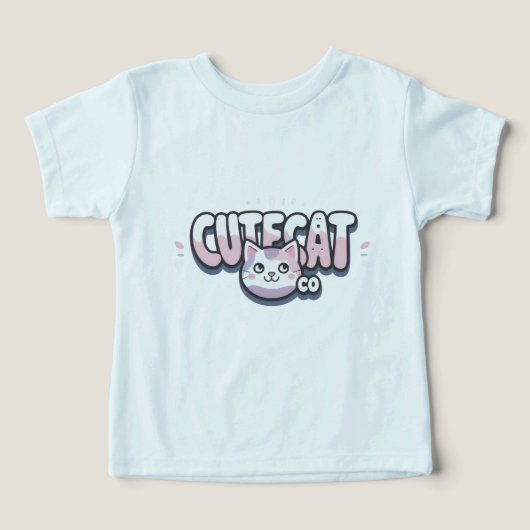 かわいいキャラクター猫Tシャツ (デザイン正面)