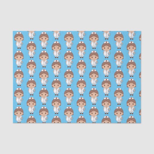 かわいいキャラクター看護師柄 薄葉紙 (正面)