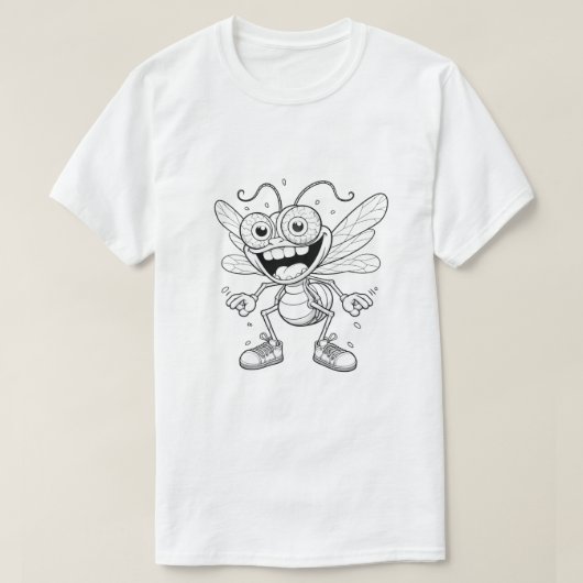 かわいいキャラクター蜂のスタイルアート Tシャツ (デザイン正面)