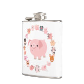かわいいキャラクター豚の曼荼羅型携帯用酒器 フラスク (左)