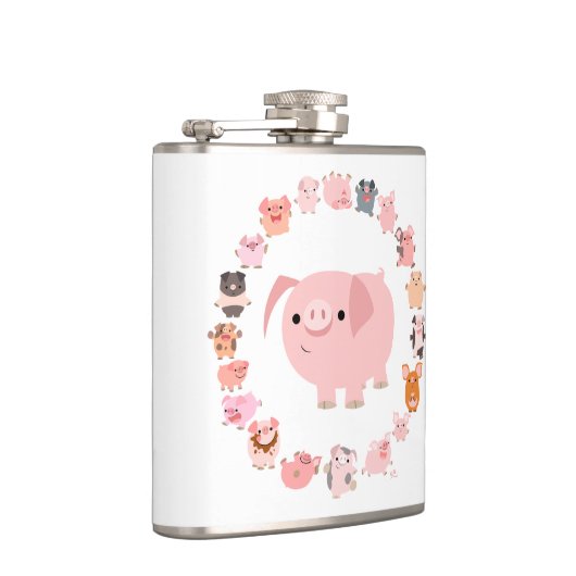 かわいいキャラクター豚の曼荼羅型携帯用酒器 フラスク (右)