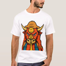 かわいいキャラクター雄牛戦士Tシャツ | 笑える動物C Tシャツ