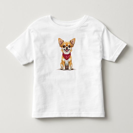 かわいいキャラクター風チワワ トドラーTシャツ (正面)