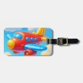 かわいいキャラクター飛行機 ラゲッジタグ (正面横)