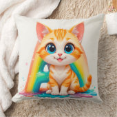 かわいいキャラクター オレンジの子猫 クッション (ブランケット)