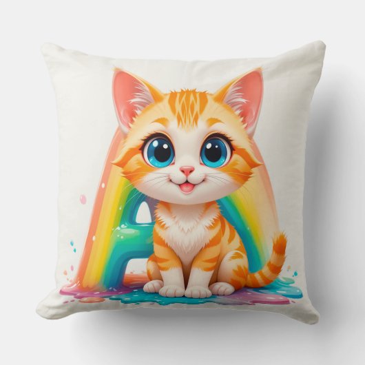 かわいいキャラクター オレンジの子猫 クッション (正面)
