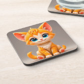 かわいいキャラクター オレンジの子猫 コースター (左側)