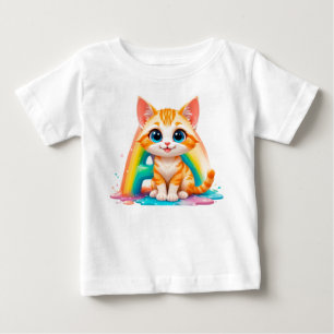 かわいいキャラクター オレンジの子猫 ベビーTシャツ