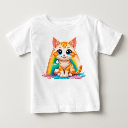 かわいいキャラクター オレンジの子猫 ベビーTシャツ (正面)