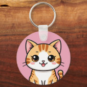 かわいいキャラクター オレンジの猫 🐱✨ 快適な子供部屋のインテリア キーホルダー (正面)