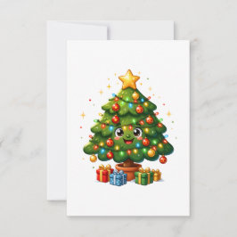 かわいいキャラクター クリスマスツリー オーナメント サンキューカード