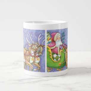 かわいいキャラクター クリスマス サンタクロース そり トナカイ ジャンボコーヒーマグカップ