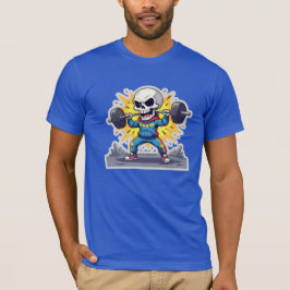 “かわいいキャラクター スケルトン ウェイトリフター • おもしろいジム バ Tシャツ