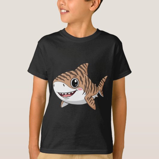 かわいいキャラクター トラザメ 楽しいキッズTシャツ Tシャツ (正面)