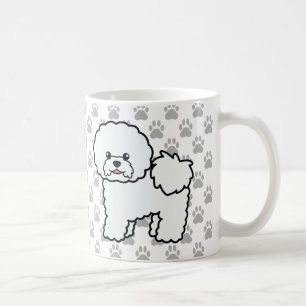 かわいいキャラクター ビション・フリーゼの犬と灰色の犬の足跡 コーヒーマグカップ