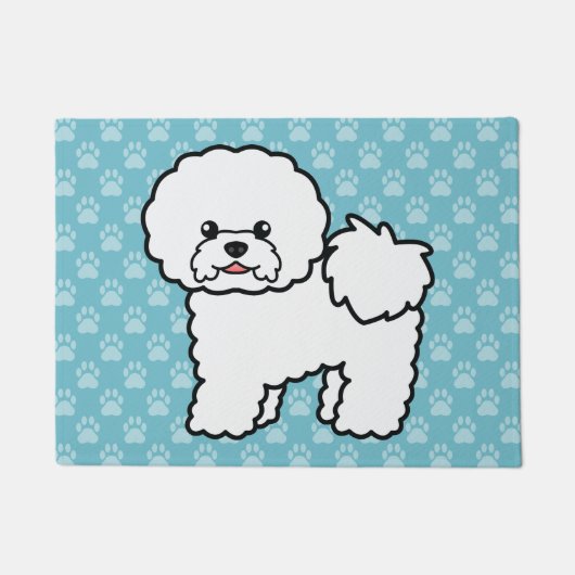 かわいいキャラクター ビション・フリーゼ 犬 ドアマット (正面)