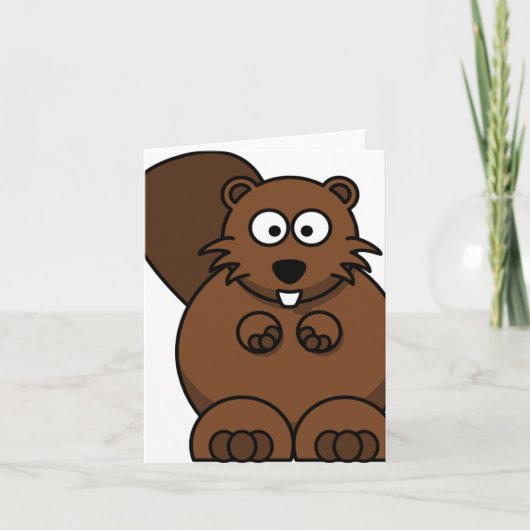 かわいいキャラクター ビーバー 楽しい 森の動物 カード (正面)