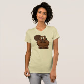 かわいいキャラクター ビーバー 楽しい 森の動物 Tシャツ (正面フル)