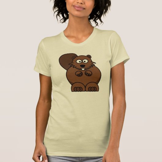 かわいいキャラクター ビーバー 楽しい 森の動物 Tシャツ (正面)