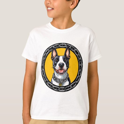 かわいいキャラクター ブルテリア犬 Tシャツ (正面)