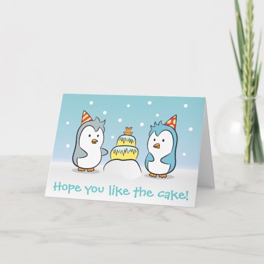 かわいいキャラクター - ペンギンのお誕生日お祝い カード (正面)