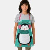 かわいいキャラクター ペンギン 冬の雪の結晶 クリスマス エプロン (インサイチュ)
