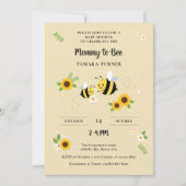 かわいいキャラクター、ママからビーへのベビーシャワー 招待状 (正面)