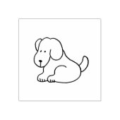かわいいキャラクター 座る犬 木製スタンプ ラバースタンプ (インプリント)