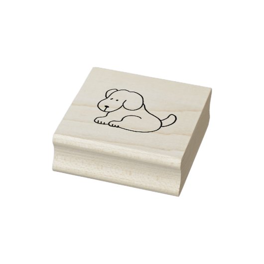 かわいいキャラクター 座る犬 木製スタンプ ラバースタンプ (スタンプ)