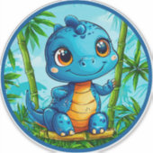 🦖 かわいいキャラクター 恐竜 楽しい 子供 ステッカー 🎉 シール (正面)