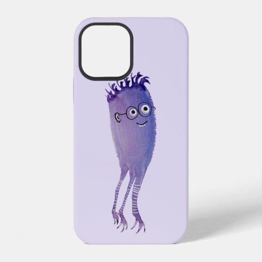 かわいいキャラクター 紫色のオタク iPhoneケース (裏面)