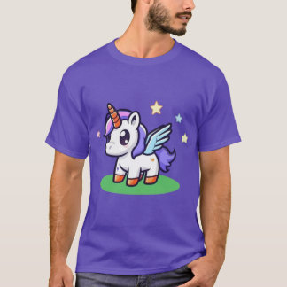 かわいいキャラクター　翼のあるユニコーン　魔法のファン Tシャツ